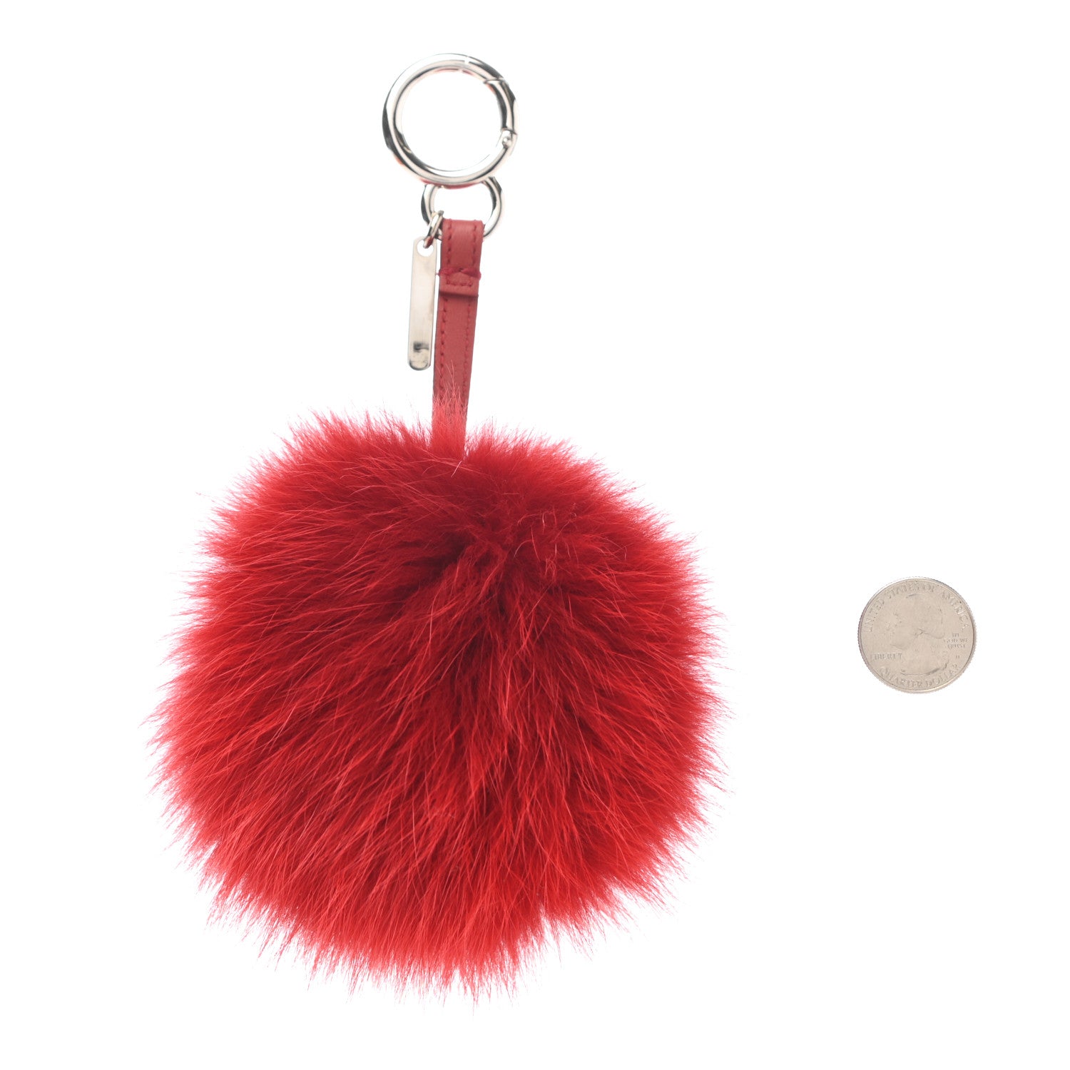 Fendi Fox Fur Pom Pom Bag Charm Red 2 of 4