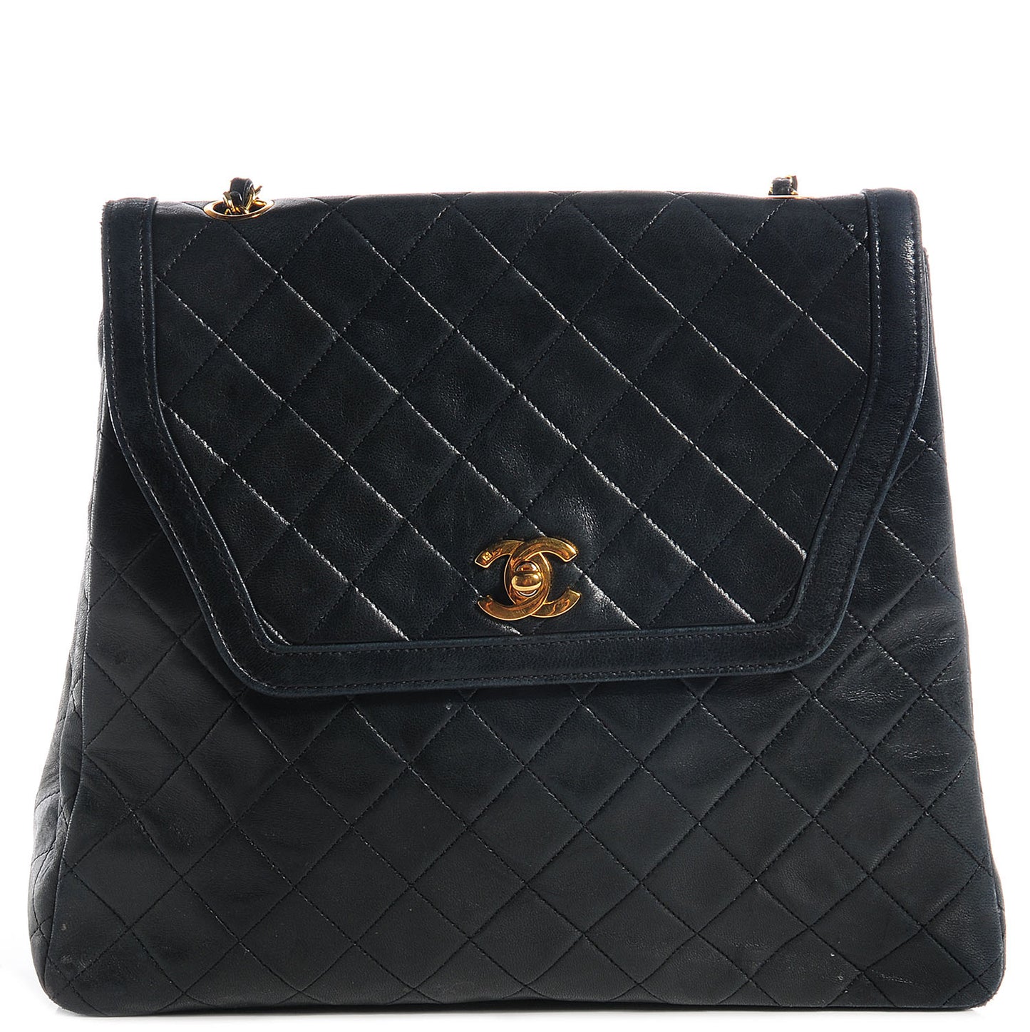 Quilted Lambskin CC Flap Shoulder Bag Black