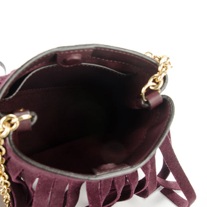 Burberry Suede Fringe House Check Baby Bucket Bag Elderberry 5 of 9