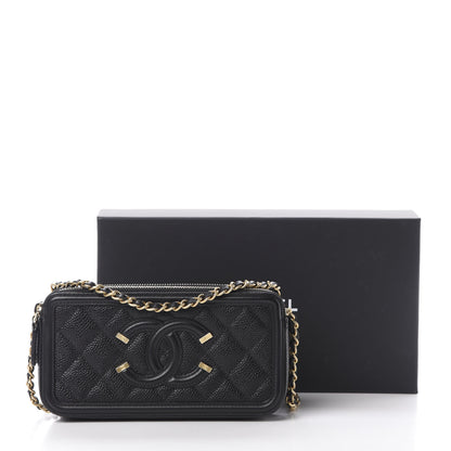 Chanel Caviar Quilted CC Filigree Clutch With Chain Black 16 of 16