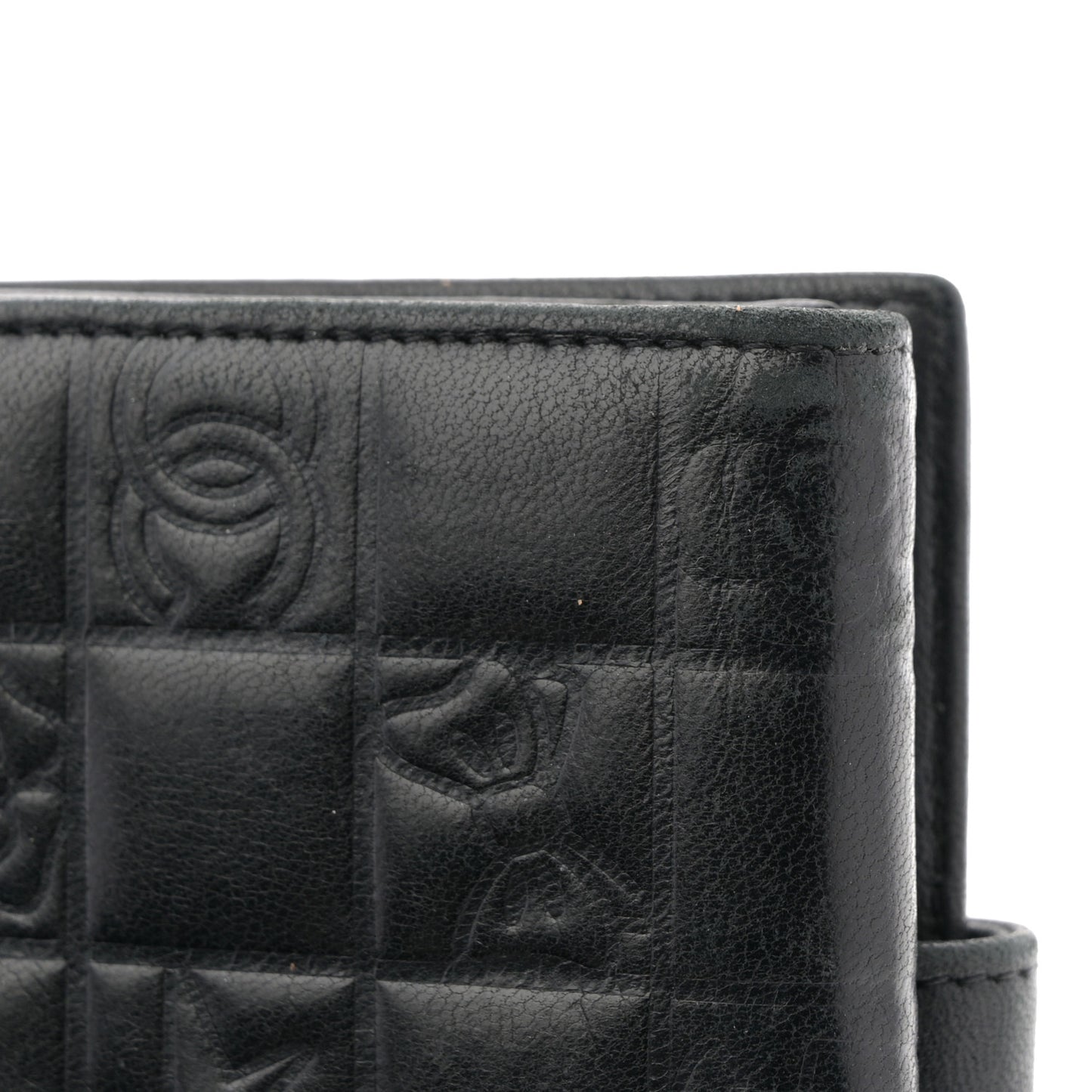 Calfskin Lucky Symbols Compact French Flap Wallet Black