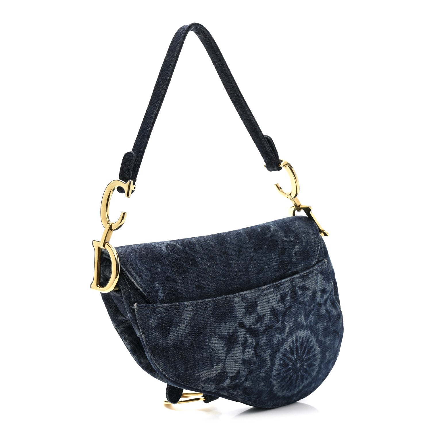 Christian Dior Denim Tie Dye Saddle Bag Blue 3 of 11