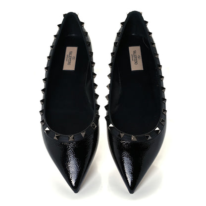 Valentino Garavani Patent Rockstud Ballerina Flats 40.5 Black 5 of 11