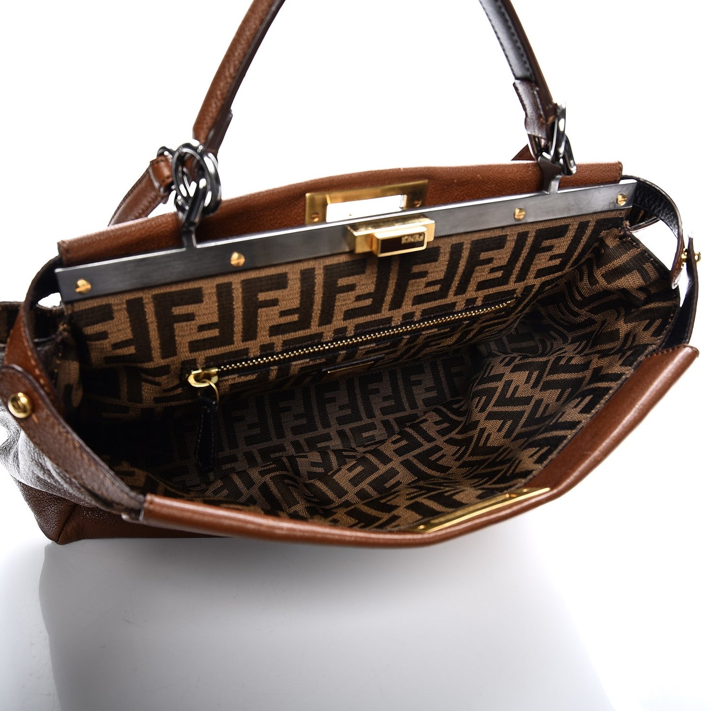 Goatskin Zucca Large Peekaboo Iconic Satchel Cuoio Tobacco Moro