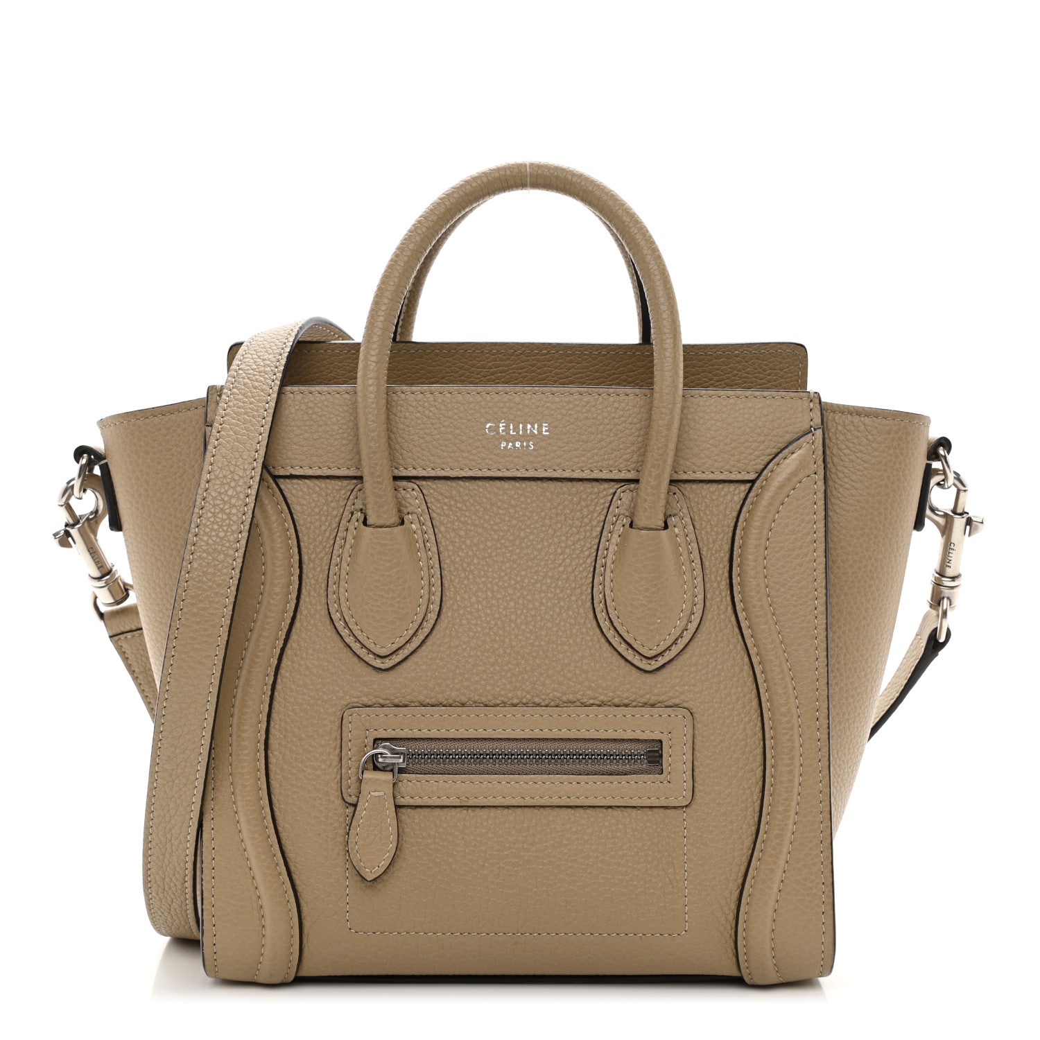 Celine Drummed Calfskin Nano Luggage Dune 1 of 10