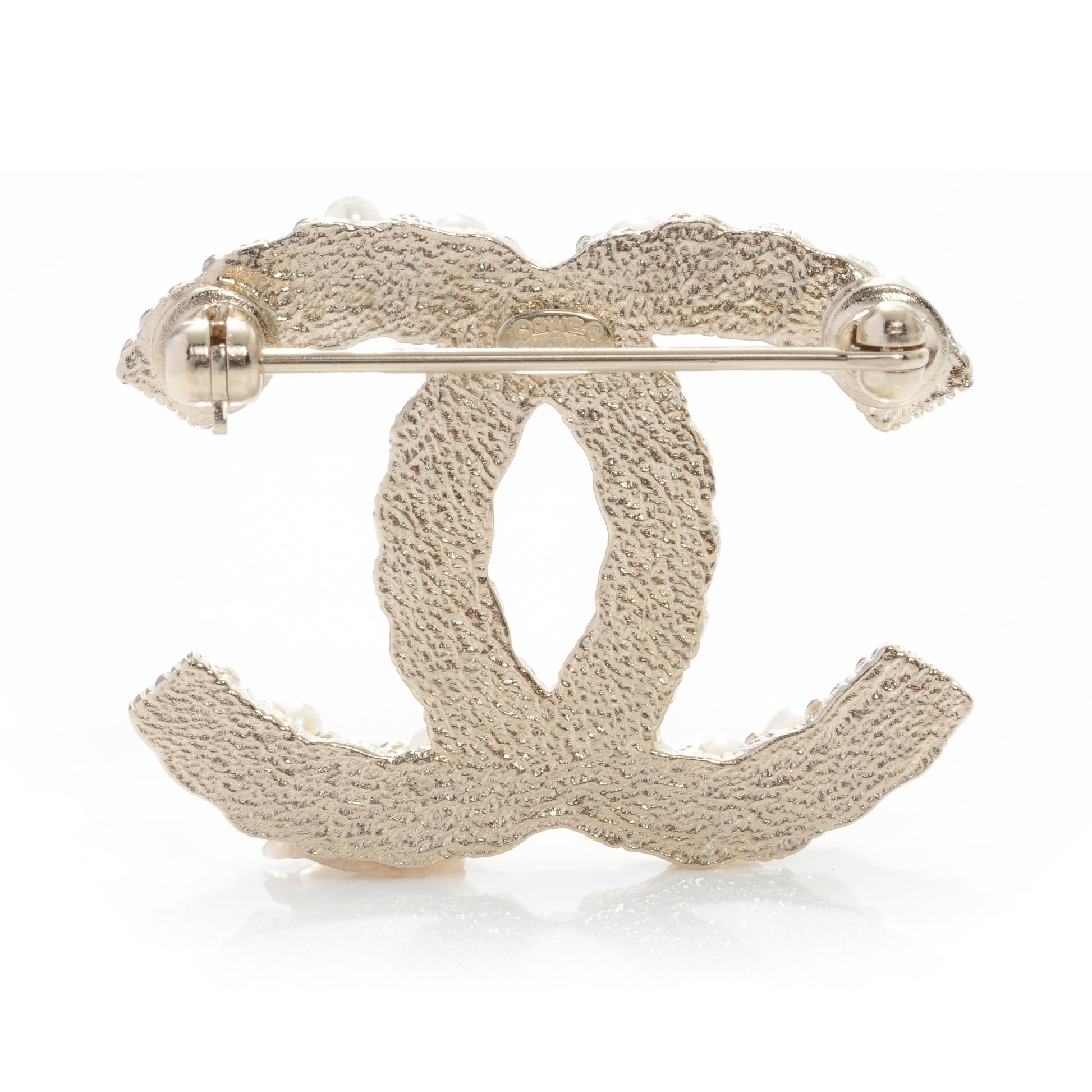 Chanel CC Pearl Brooch Pin Gold 3 of 7