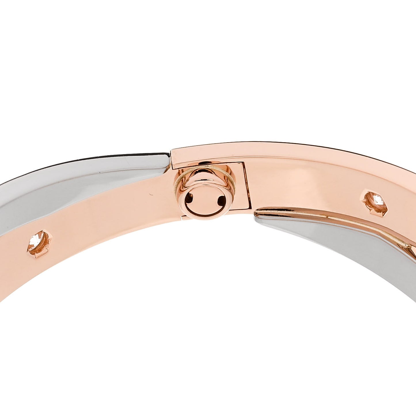 18K Pink White Gold 12 Diamond Double LOVE Bracelet 16