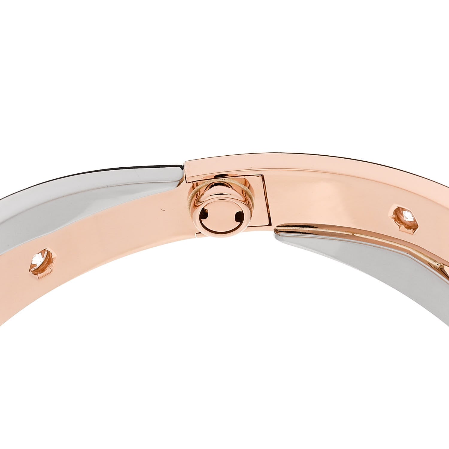 Cartier 18K Pink White Gold 12 Diamond Double LOVE Bracelet 16 6 of 8