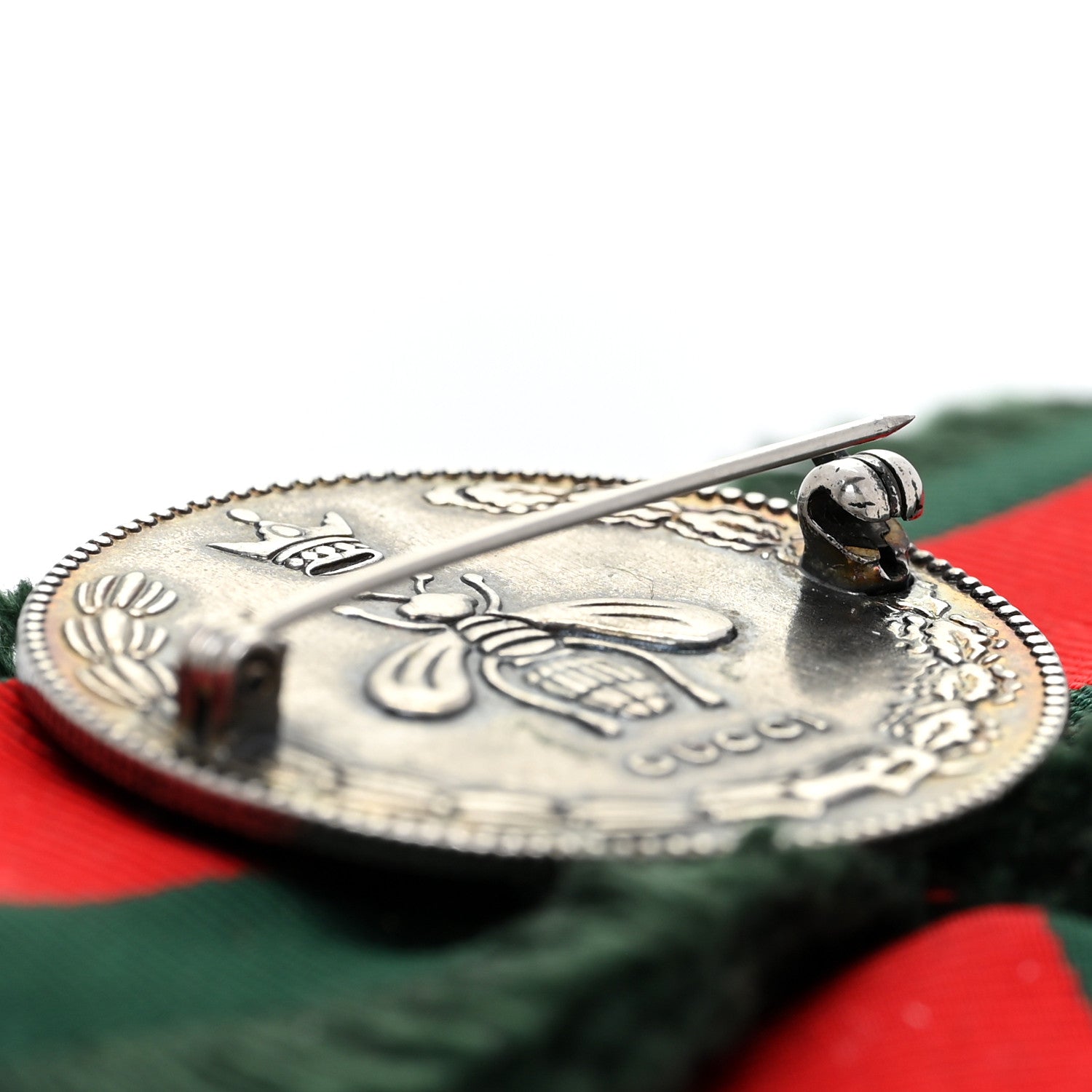 Gucci Grosgrain Web Pearl Crystal Bow Brooch 4 of 4