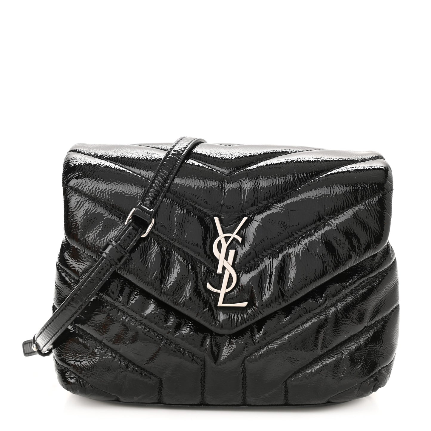 Patent Y Quilted Monogram Toy Loulou Crossbody Bag Black