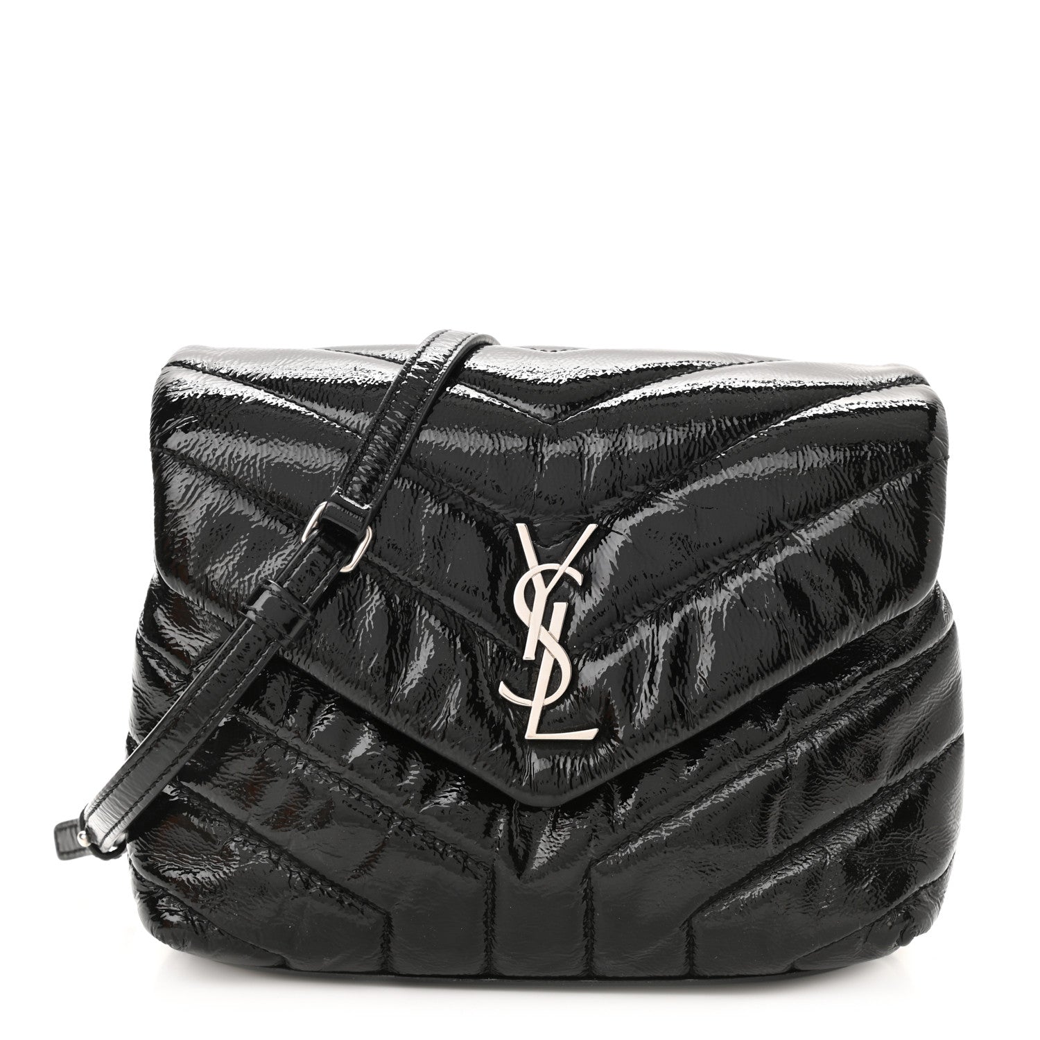 Saint Laurent Patent Y Quilted Monogram Toy Loulou Crossbody Bag Black 1 of 8