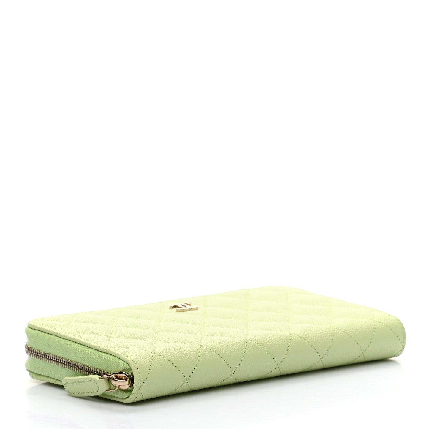 Caviar Quilted Zip Around Wallet Light Green