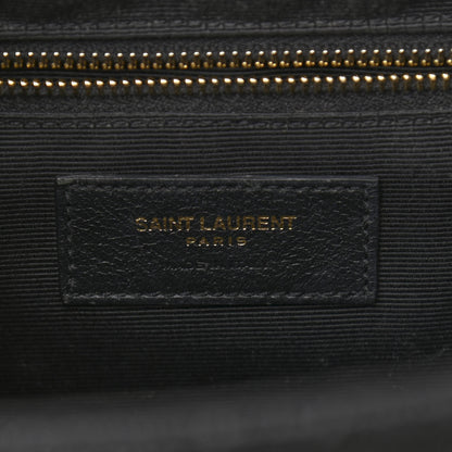 Saint Laurent Grain De Poudre Textured Mixed Matelasse Large Triquilt Monogram Satchel Black 7 of 12