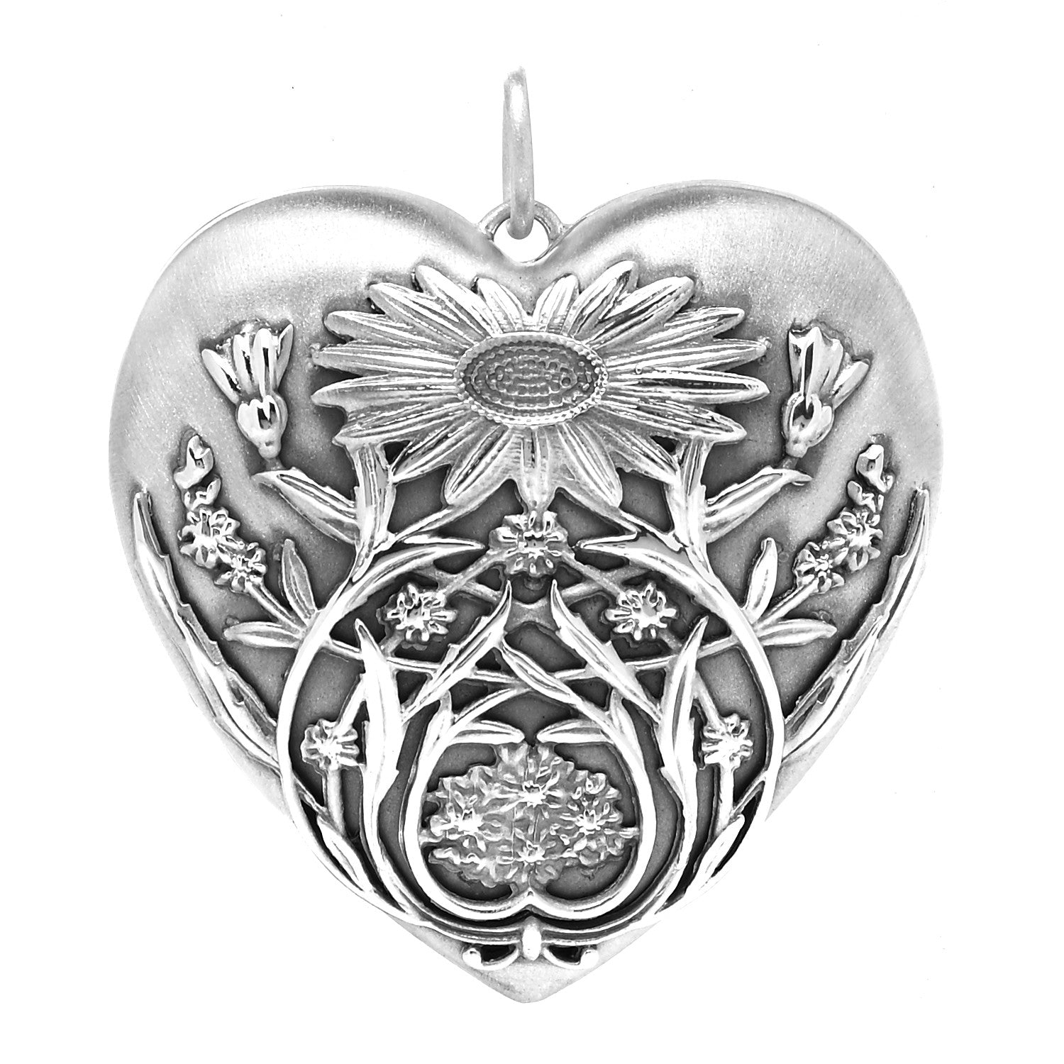 Tiffany Sterling Silver Large Ziegfeld Daisy Heart Locket Pendant 1 of 6