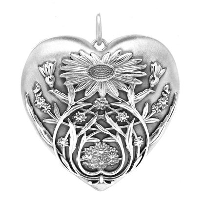 Tiffany Sterling Silver Large Ziegfeld Daisy Heart Locket Pendant 1 of 6