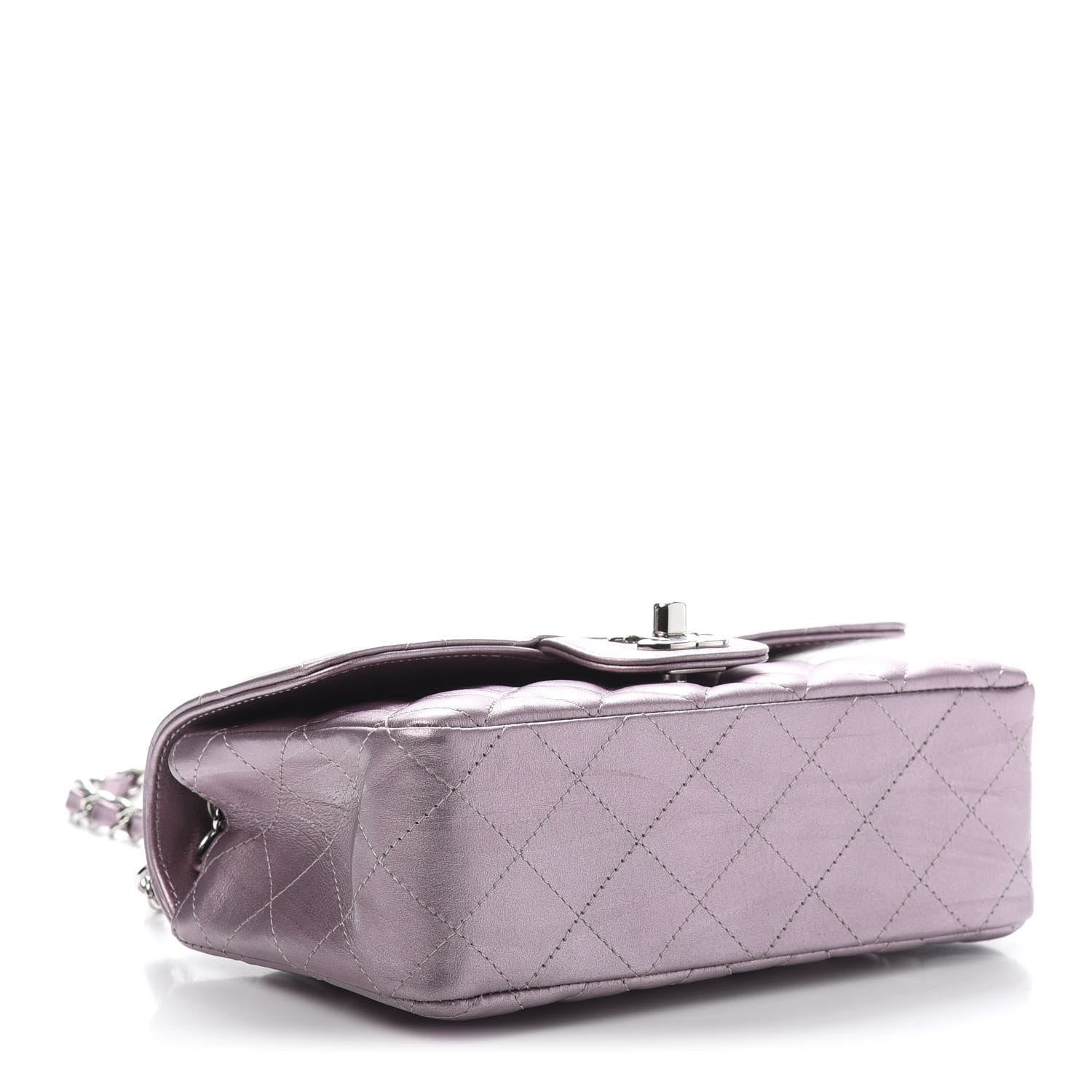Chanel Metallic Calfskin Quilted Mini Rectangular Flap Pink 4 of 11