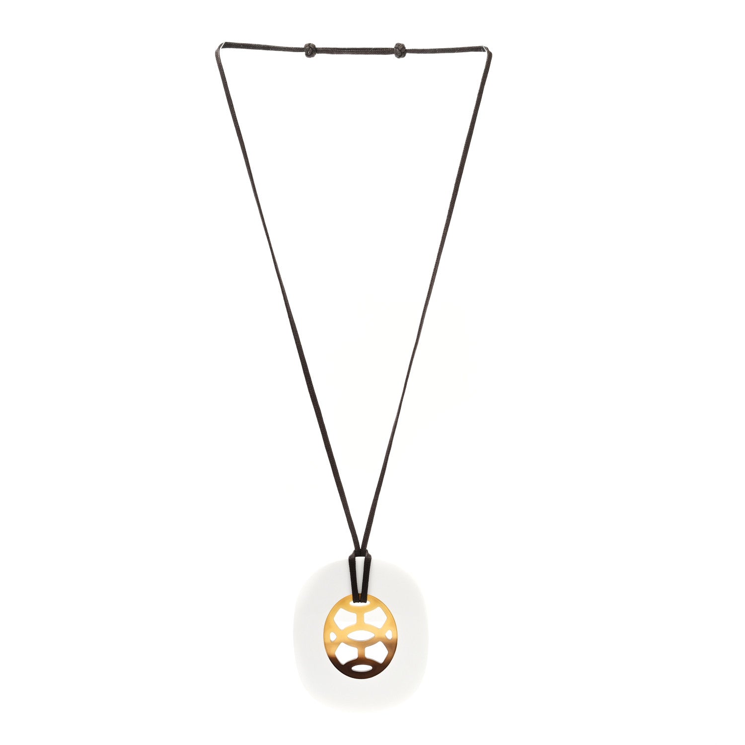 Hermes Buffalo Horn Lacquer Lift Necklace PM Pannacotta 3 of 6