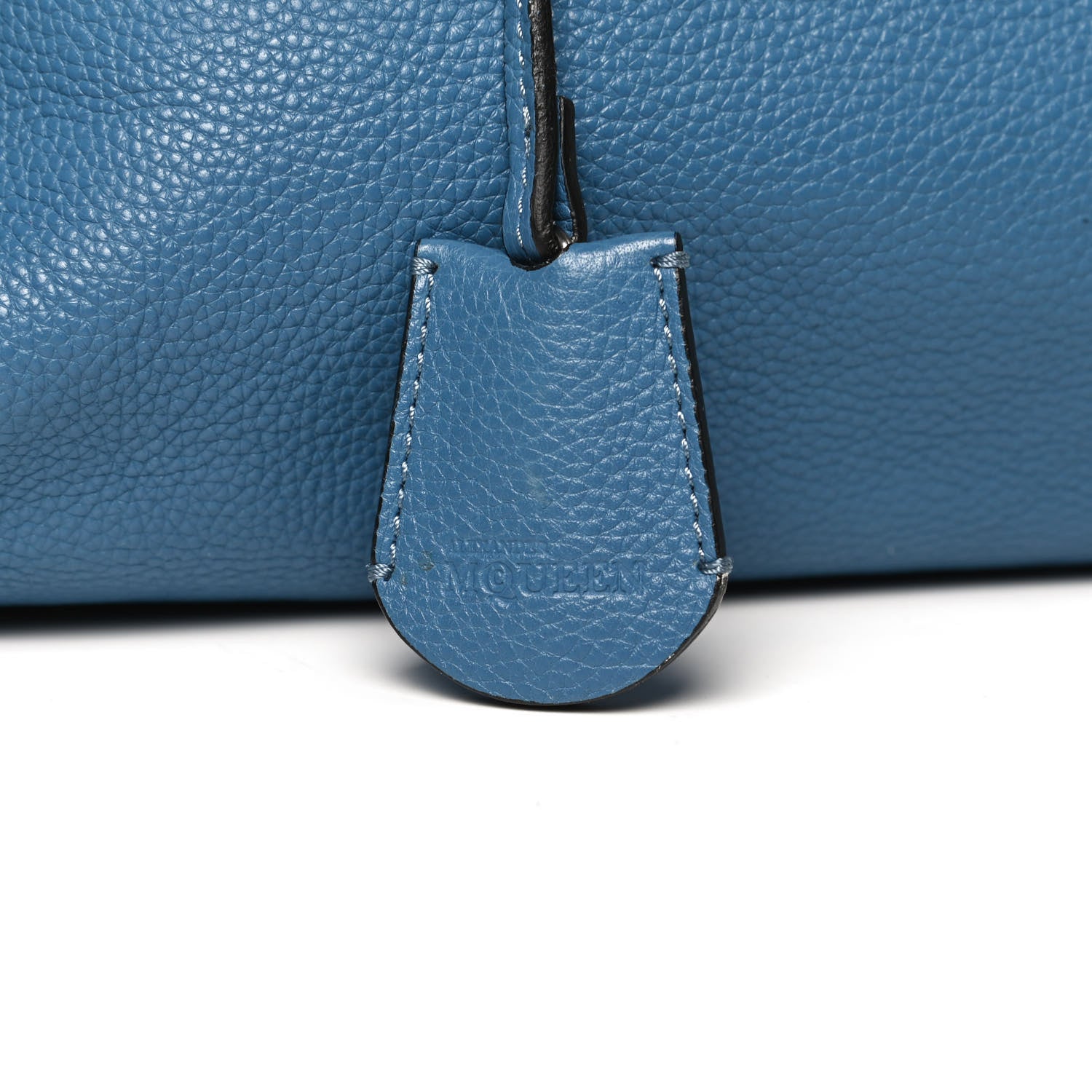 Alexander McQueen Pebbled Calfskin Large Skull Padlock Zip Around Tote Light Blue 12 of 17