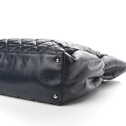 Chanel Lambskin Quilted Hidden Chain Tote Navy 8 of 11