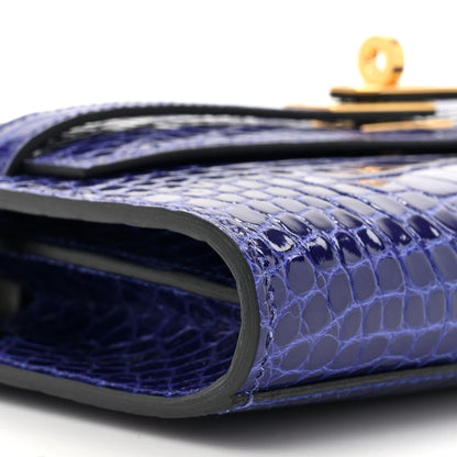 Hermes Shiny Alligator Kelly Wallet To Go Bleu Electrique 10 of 11