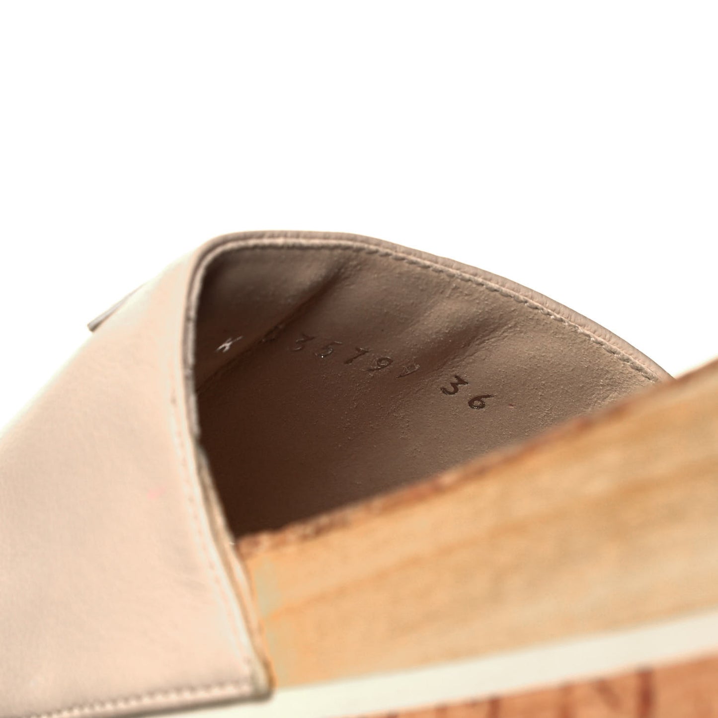 Patent Calfskin Cork CC Platform Slide Sandals 36 Beige