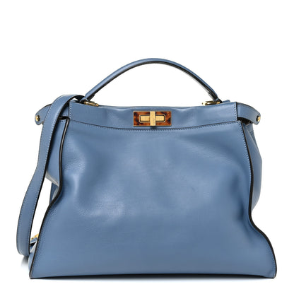 Fendi Vitello Seta Plexiglass Tortoise Large Peekaboo Iconic Satchel Ceruleo 1 of 19
