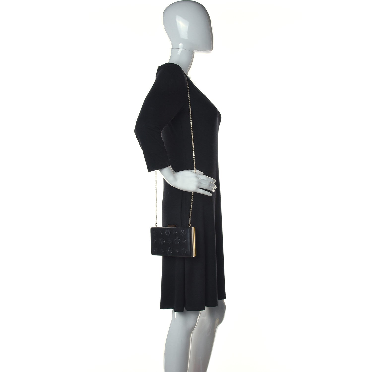 Valentino Garavani Nappa Floral Applique Minaudiere Clutch Black 2 of 11