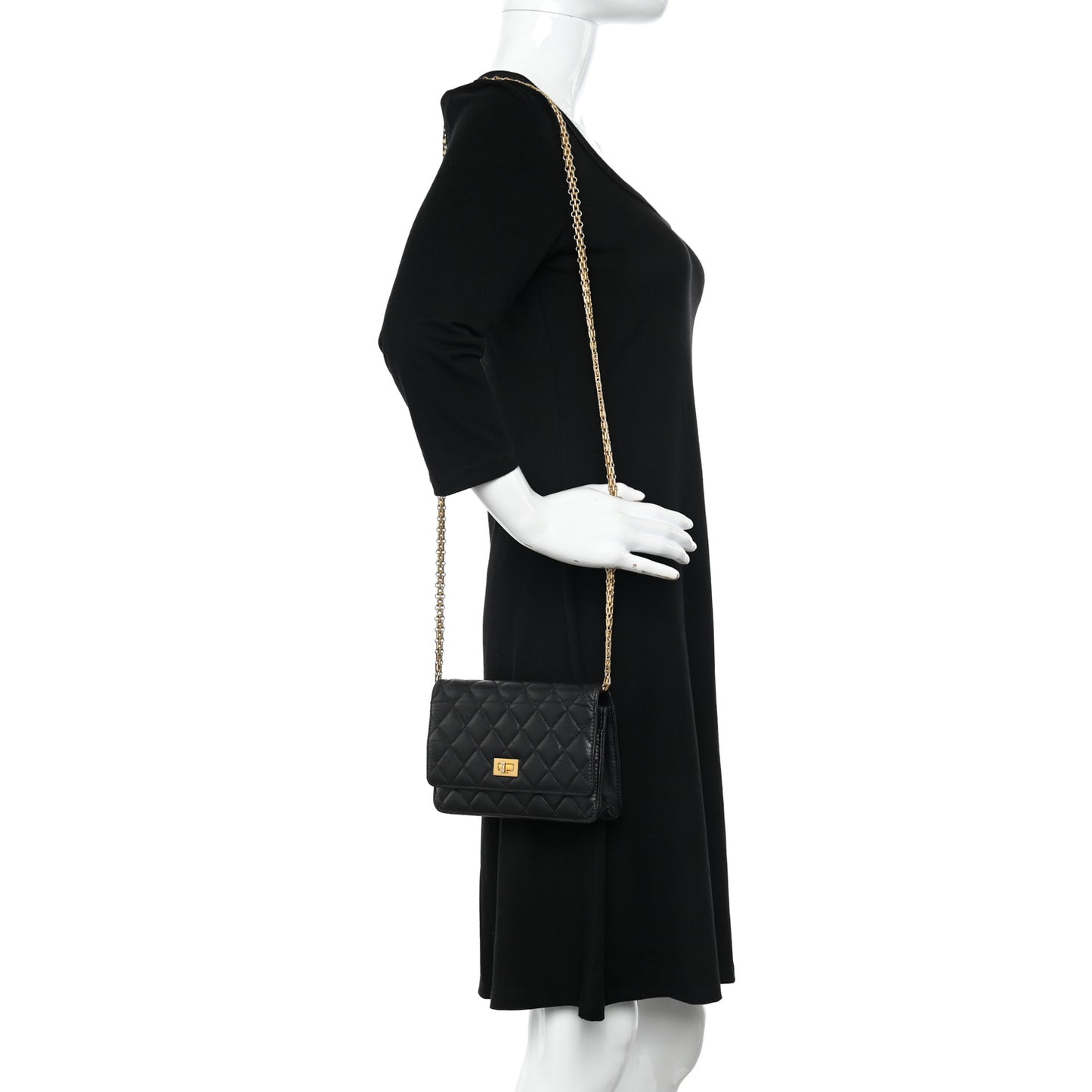 Aged Calfskin Quilted Reissue Wallet On Chain WOC Black