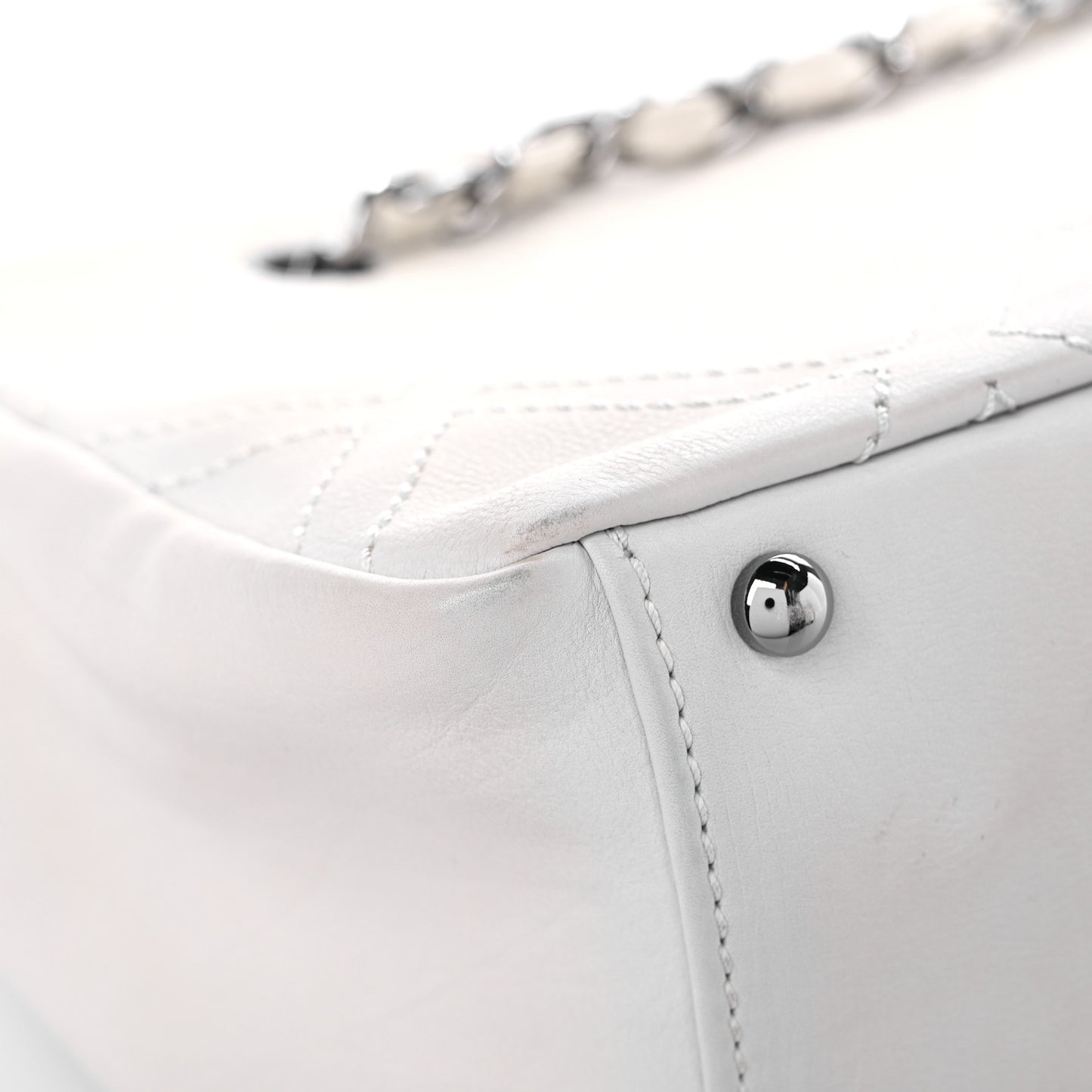 Calfskin Small Diamond Stitch Tote White