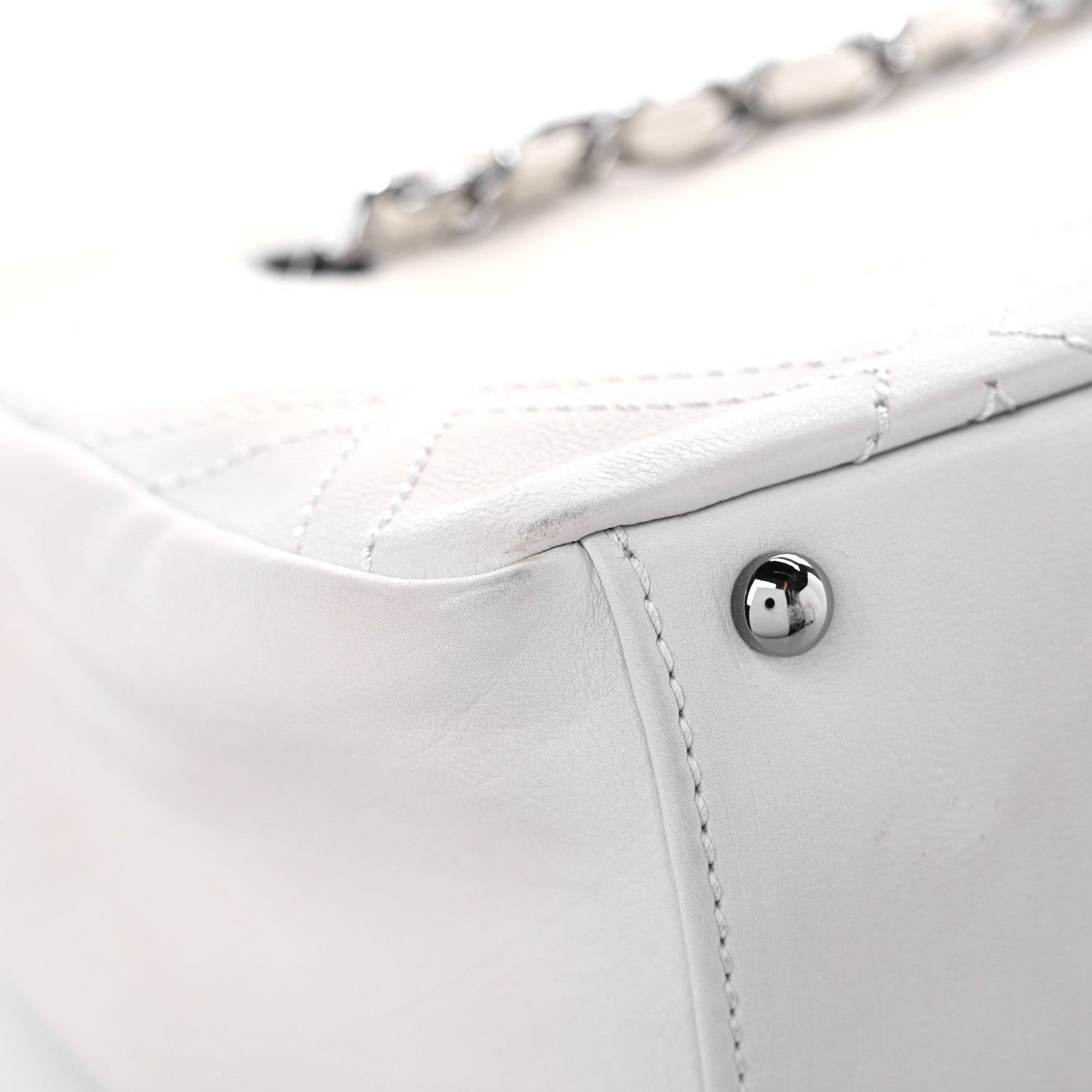 Chanel Calfskin Small Diamond Stitch Tote White 10 of 18