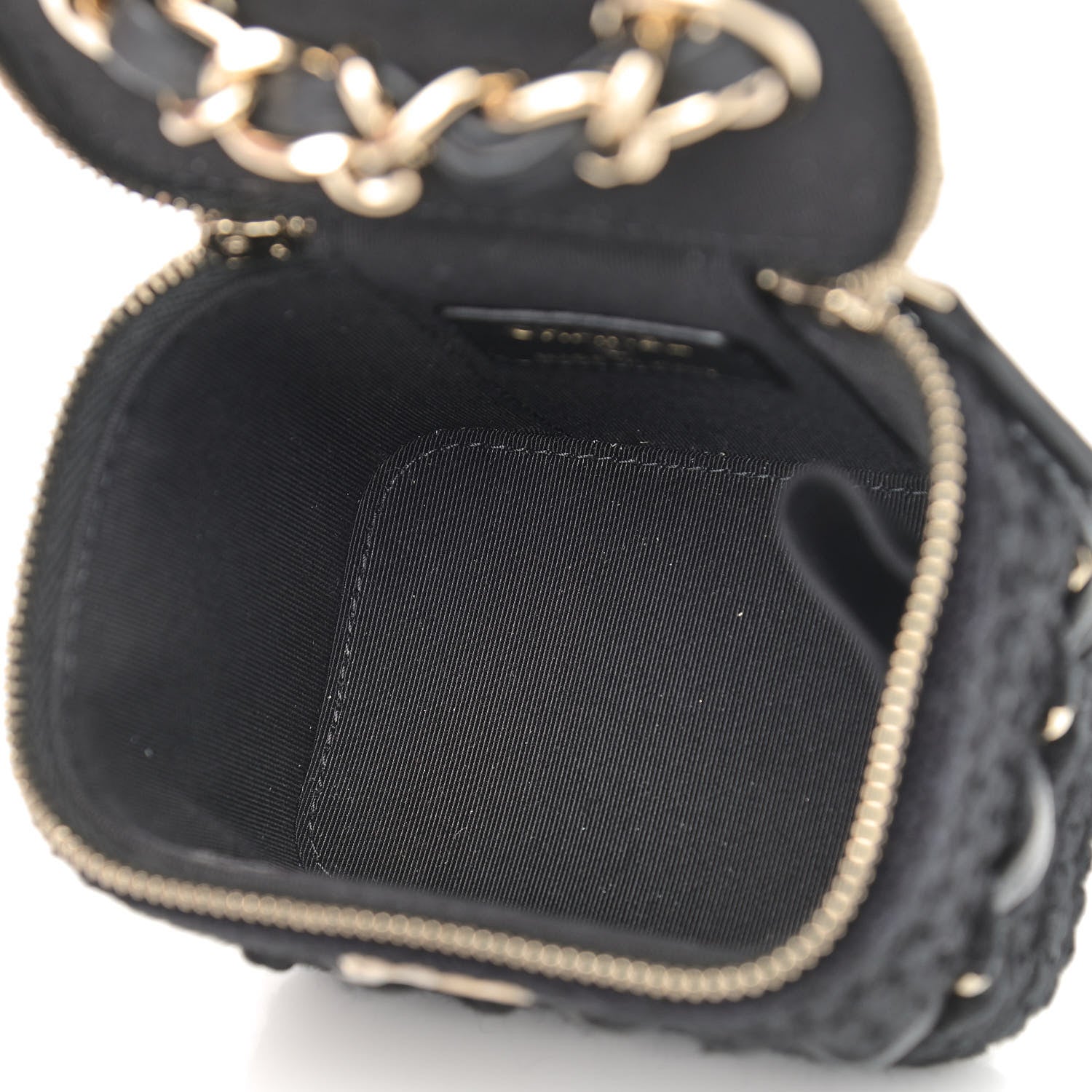 Chanel Lambskin Crochet Small Vanity Case With Chain Black 5 of 9