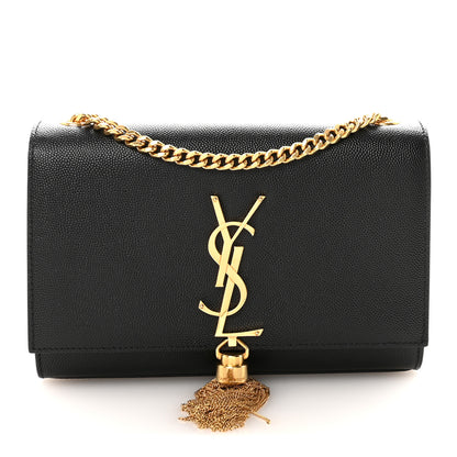 Saint Laurent Calfskin Crocodile Embossed Small Classic Monogram Kate Tassel Satchel Black 1 of 9