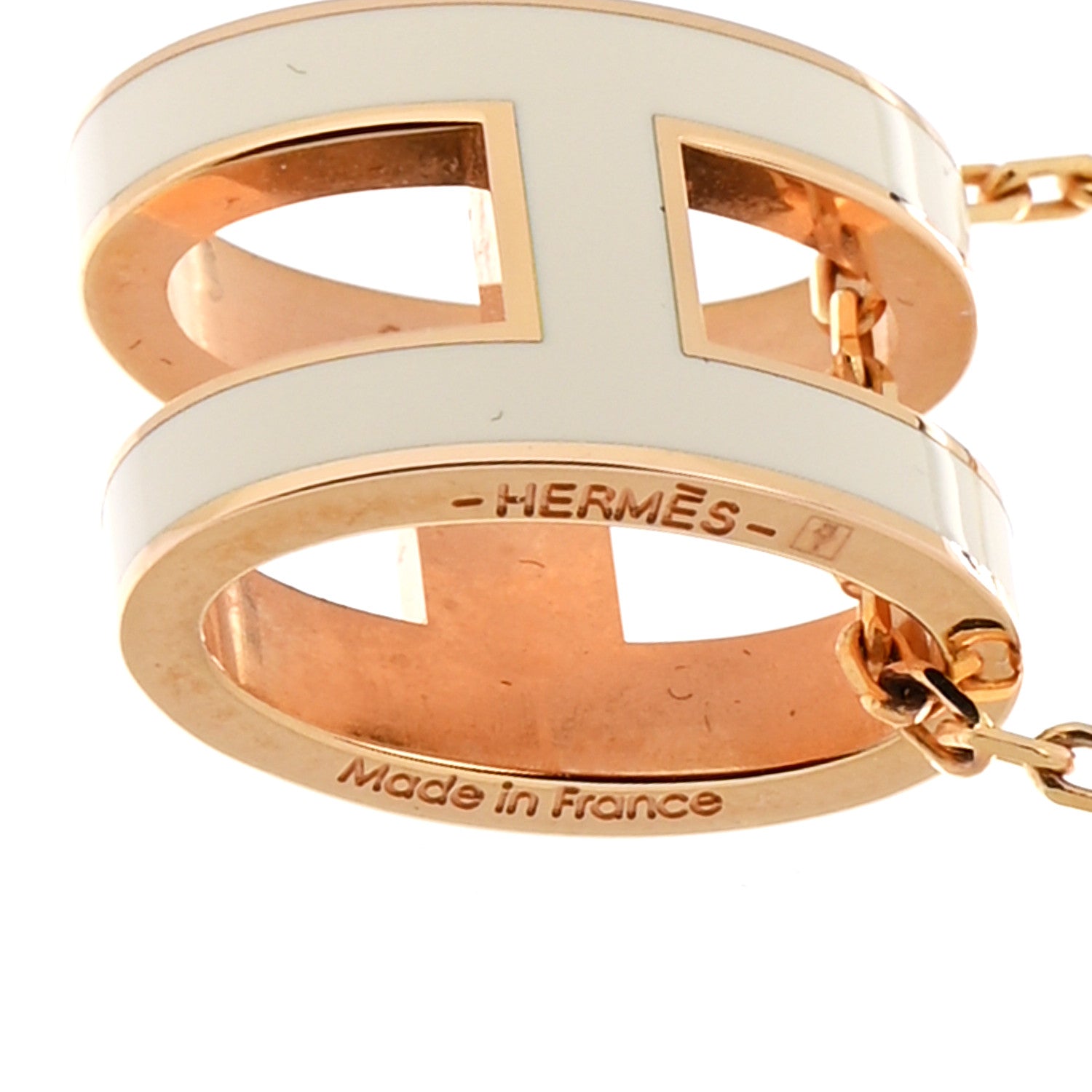 Hermes Lacquered Gold Pop H Pendant Necklace White 5 of 8