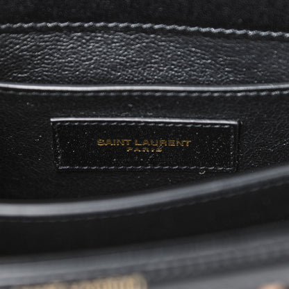 Saint Laurent Canvas Leopard Print Mini Classic Monogram Cassandra Top Handle Black 6 of 10