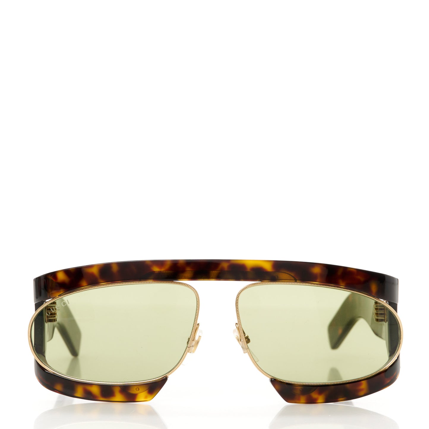 Oval Sunglasses GG0233S Tortoiseshell Avana Green