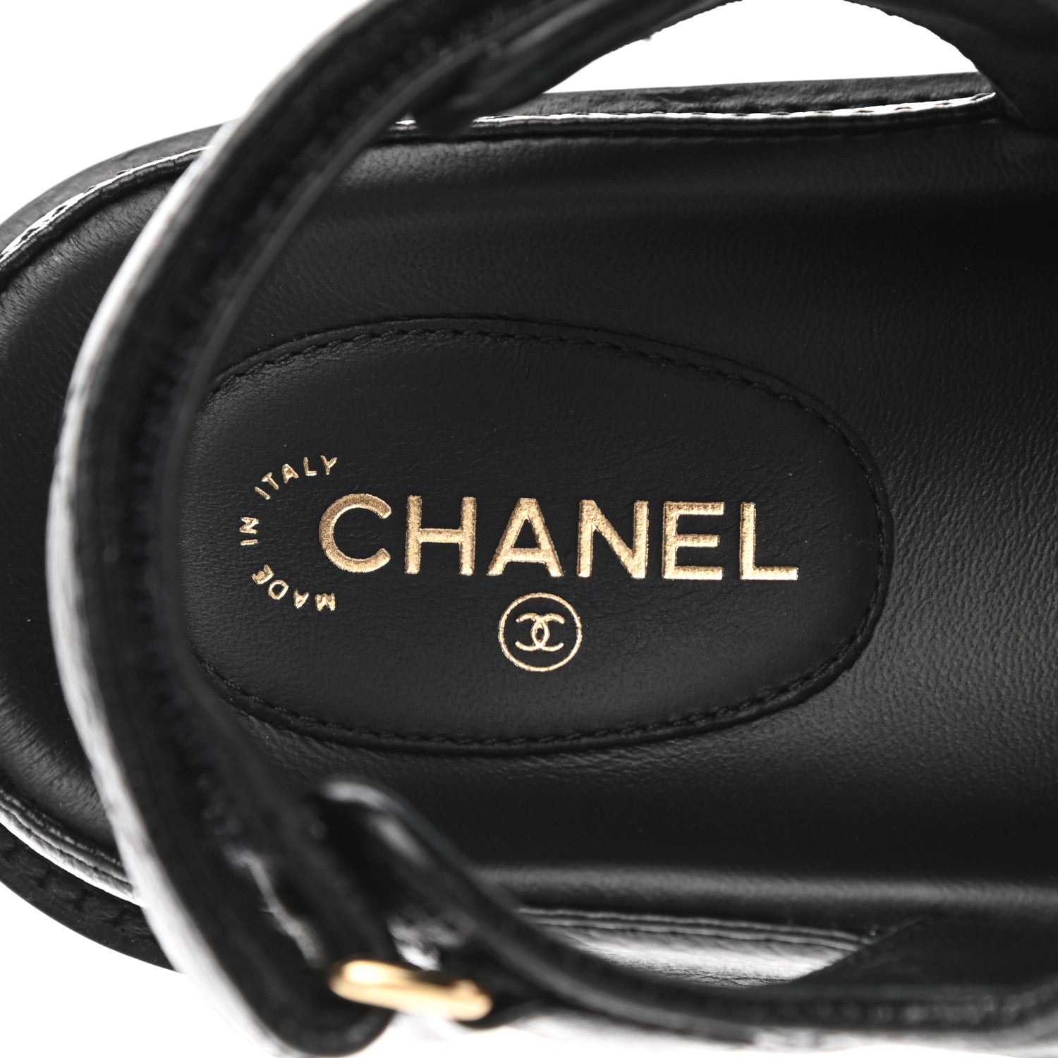 Chanel Grained Calfskin Velcro Dad Sandals 37 Black 7 of 9