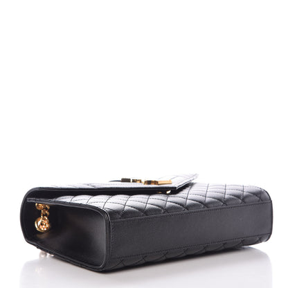 Saint Laurent Grain De Poudre Textured Mixed Matelasse Triquilt Medium Monogram Satchel Black 4 of 8