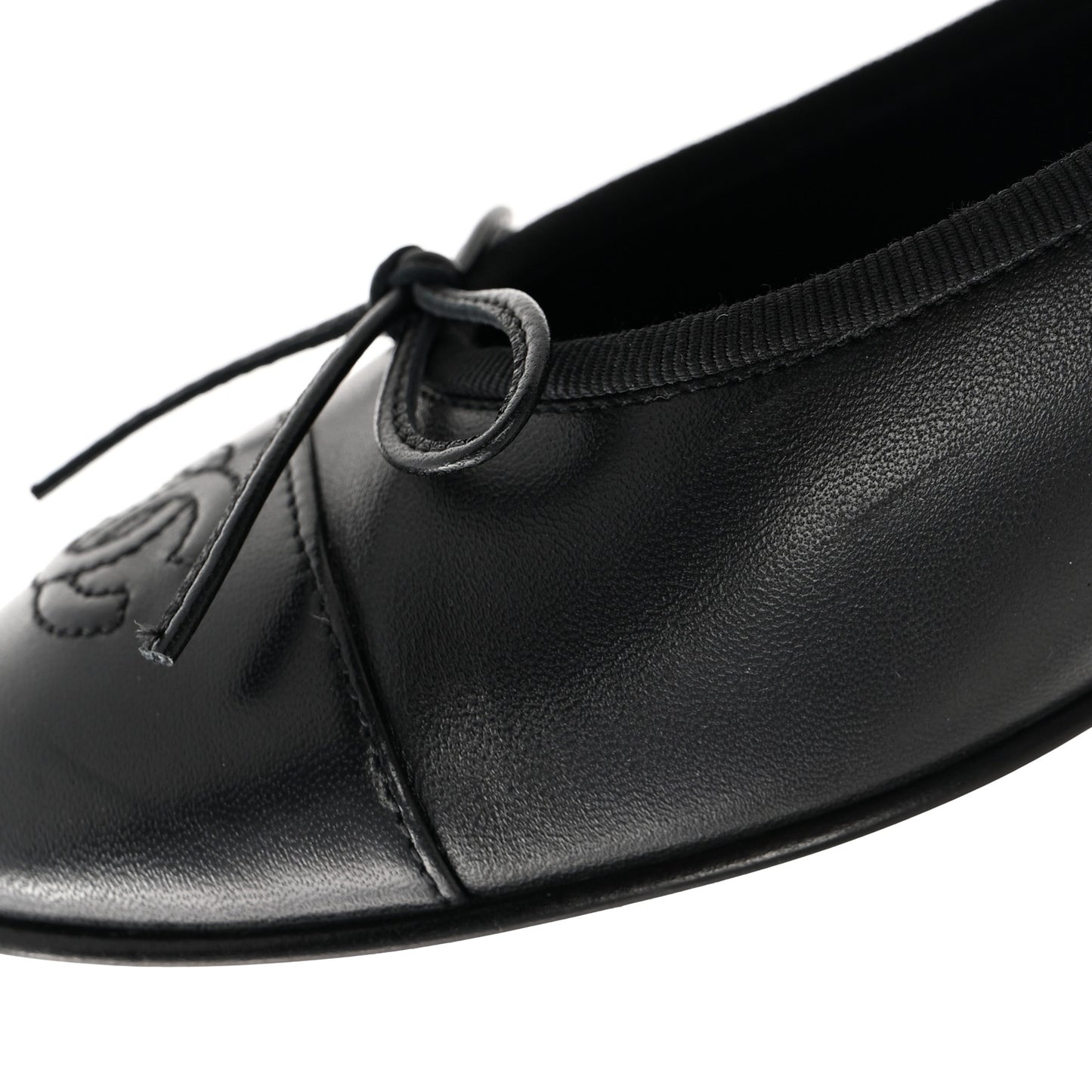Lambskin Cap Toe Ballerina Flats 37.5 Black