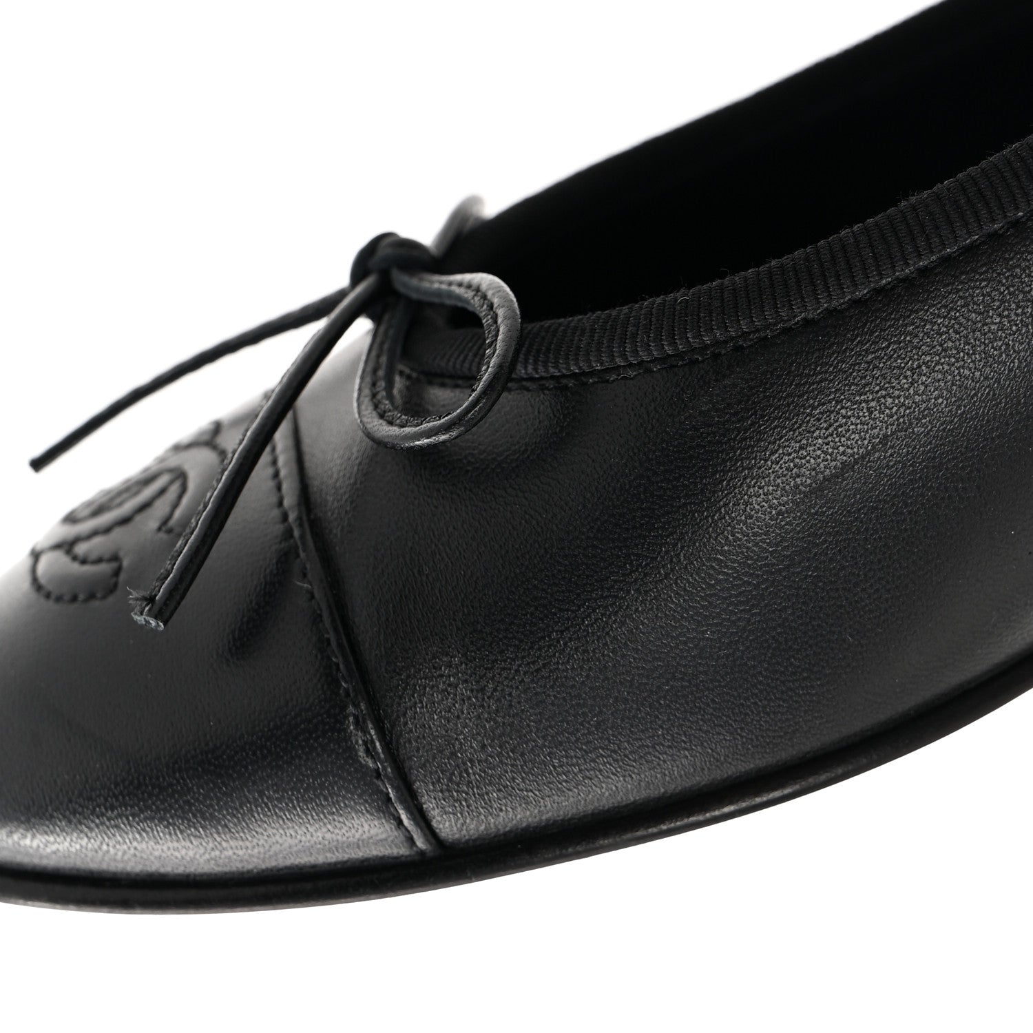 Chanel Lambskin Cap Toe Ballerina Flats 37.5 Black 10 of 11