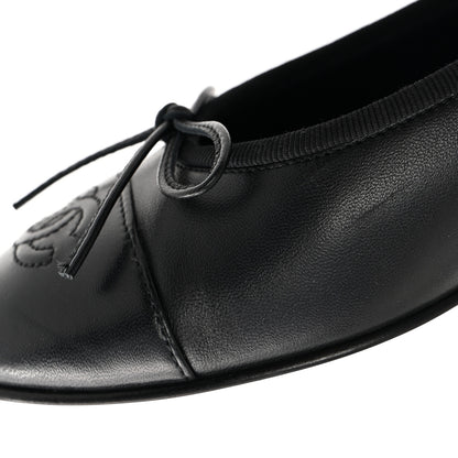 Chanel Lambskin Cap Toe Ballerina Flats 37.5 Black 10 of 11