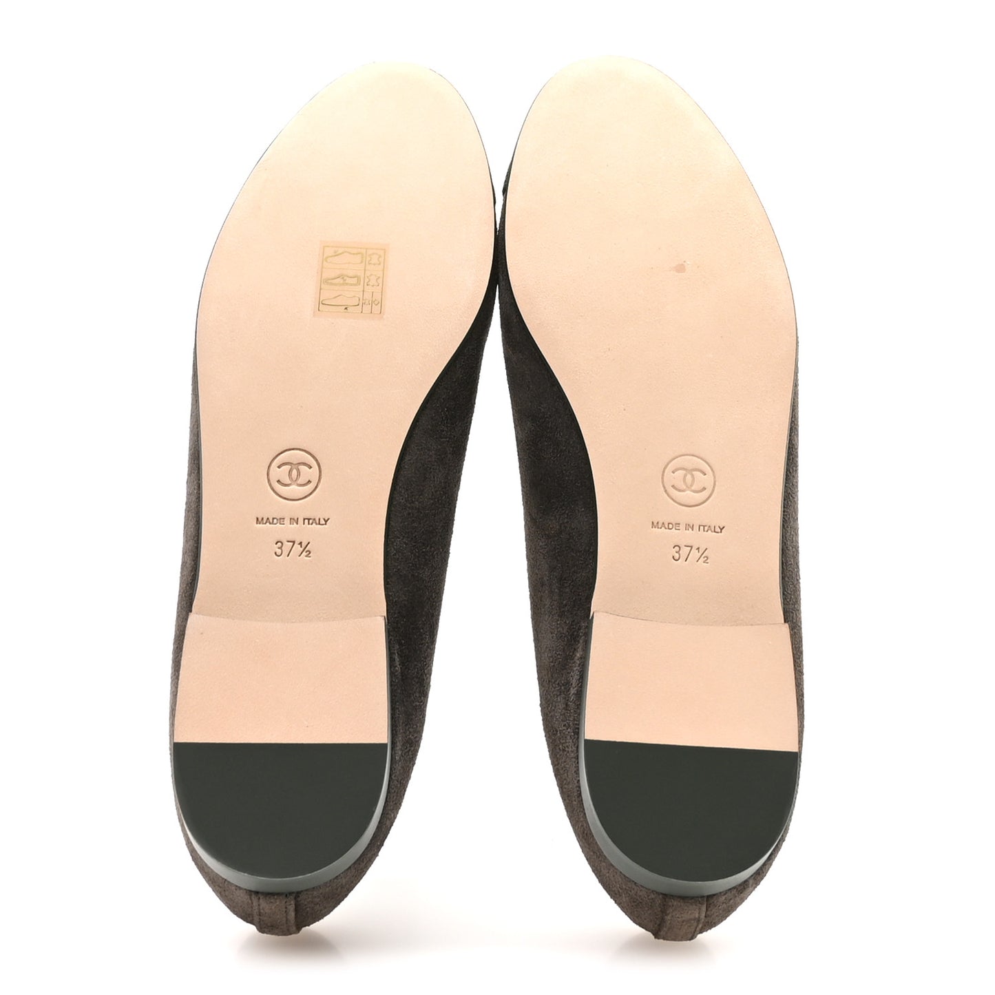 Suede Calfskin Cap Toe CC Ballerina Flats 37.5 Dark Khaki Dark Green