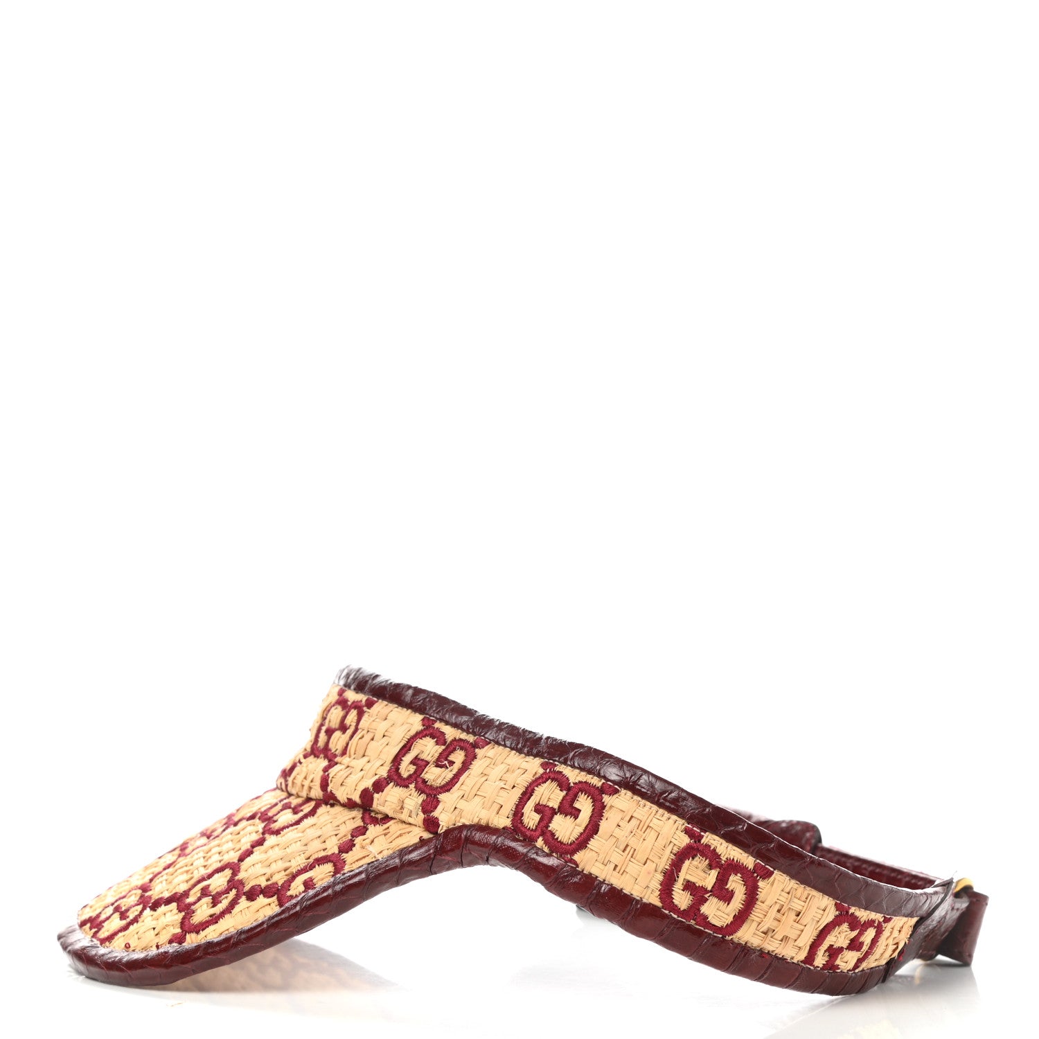 Gucci Raffia Elaphe GG Monogram Embroidered Afraa Visor L Ivory Bordeaux 4 of 8