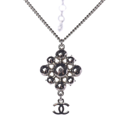 Chanel Crystal CC Drop Pendant Necklace Silver 4 of 6