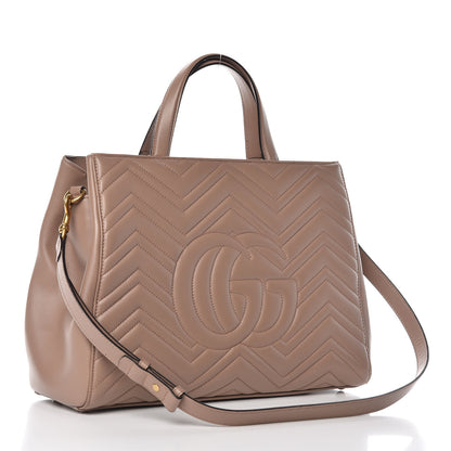 Gucci Calfskin Matelasse Medium GG Marmont Tote Porcelain Rose 3 of 12