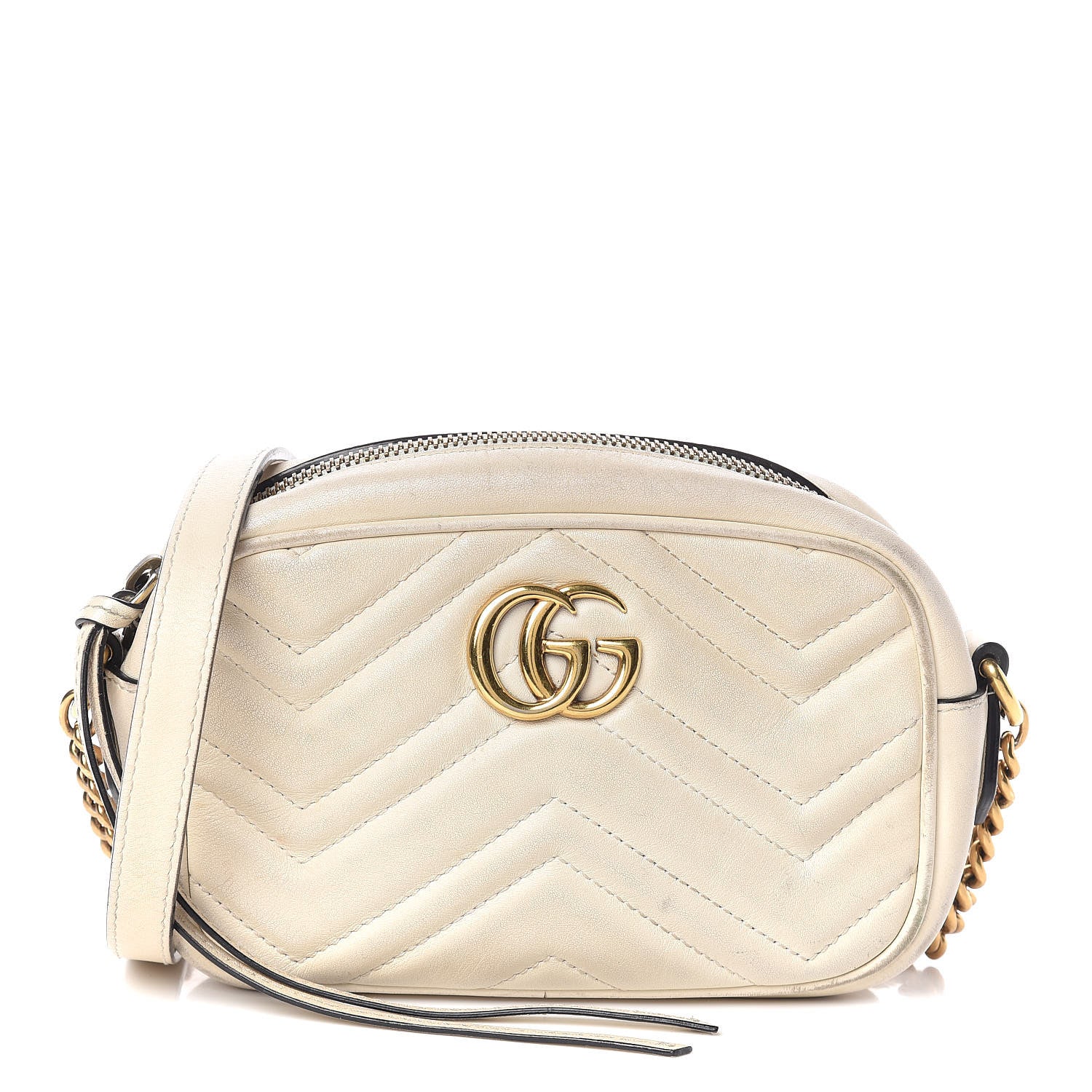 Gucci Calfskin Matelasse Mini GG Marmont Chain Shoulder Bag White 1 of 25