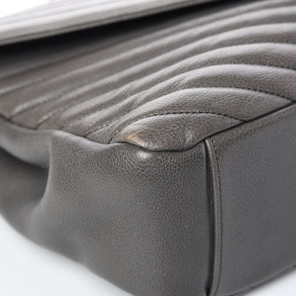 Saint Laurent Sheepskin Matelasse Chevron Monogram Large College Satchel Dark Anthracite 13 of 16