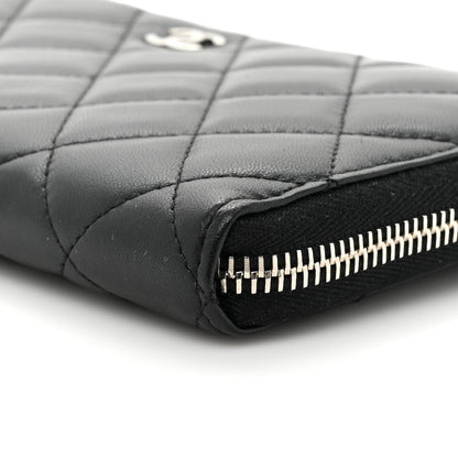 Chanel Lambskin Quilted Large Gusset Zip Around Wallet Black 12 of 15
