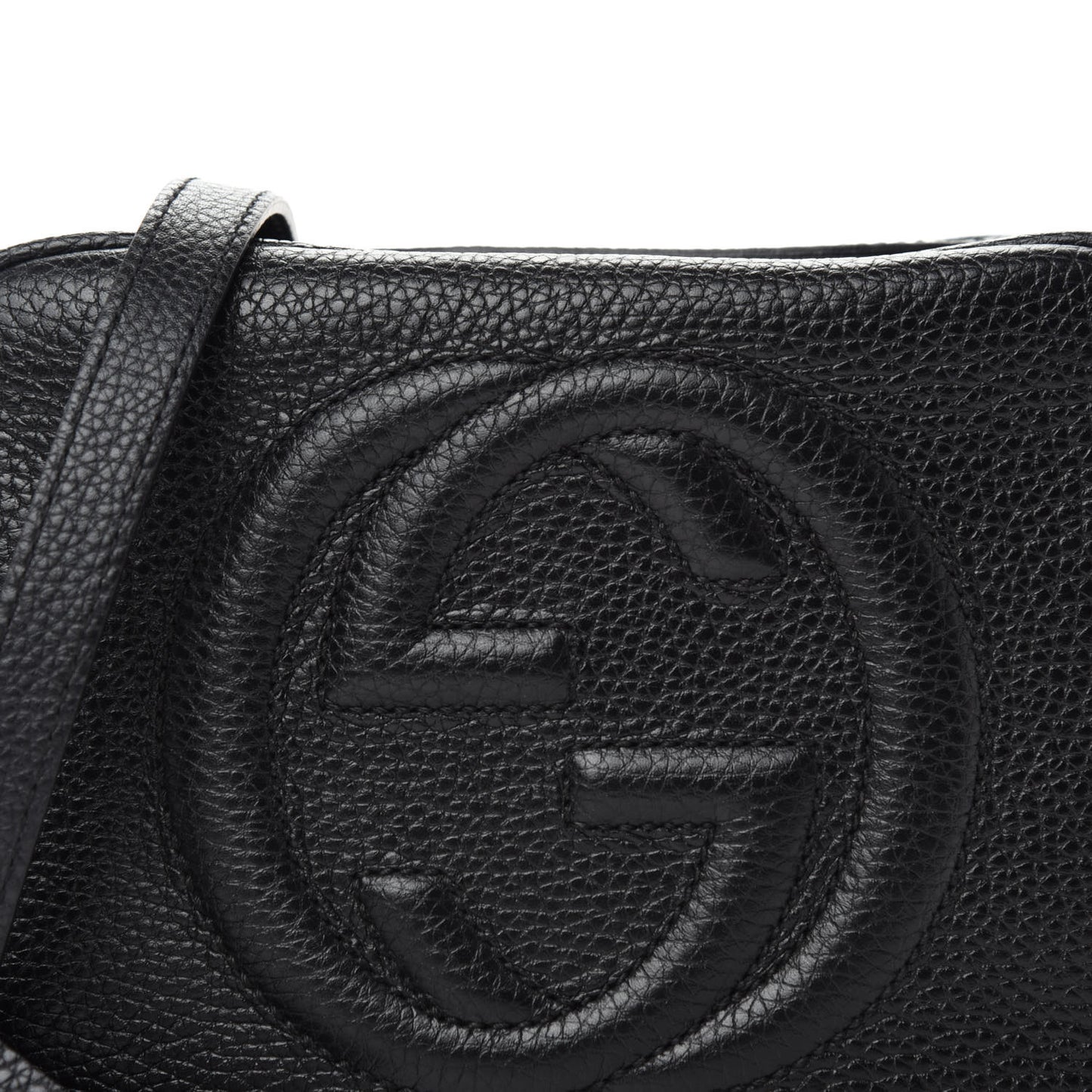 Pebbled Calfskin Small Soho Disco Bag Black