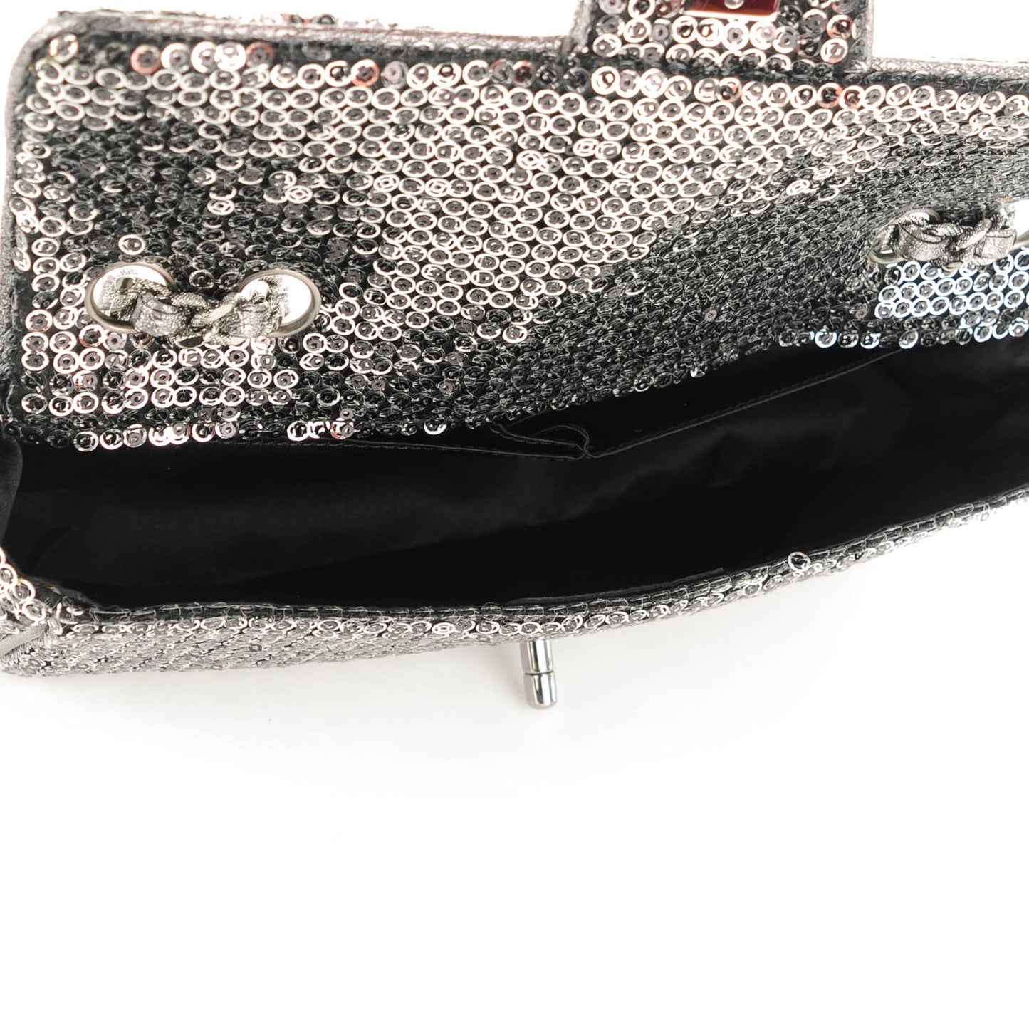 Sequin East West Flap Dark Silver