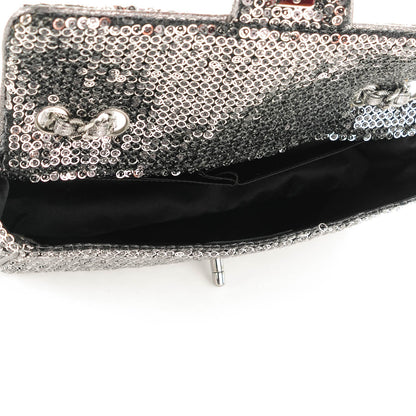 Chanel Sequin East West Flap Dark Silver 5 of 7
